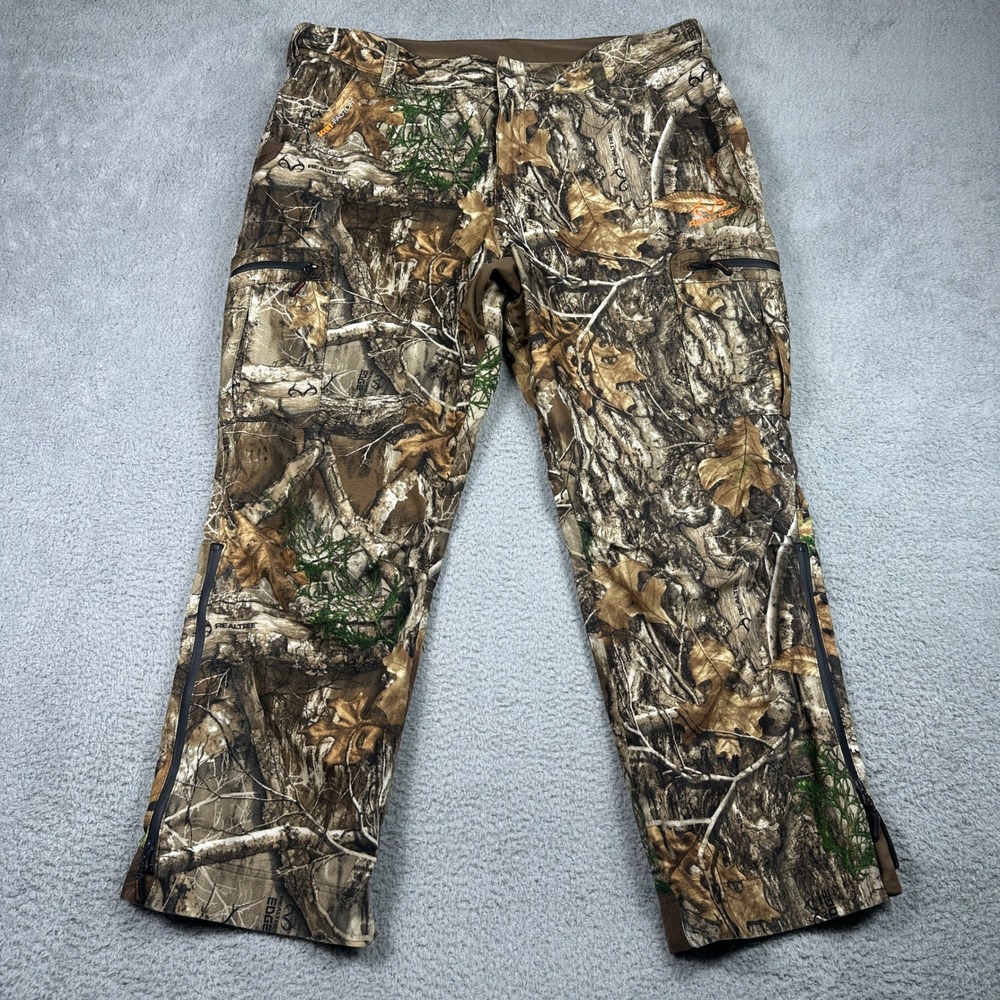 Realtree Edge Camo Hunting Pants Mens XL (Fits 40x31) Brown Bonded Outdoor Cargo